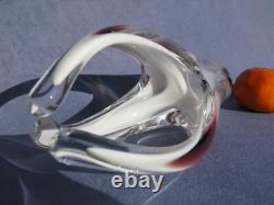Flygsfors Vintage Art Glass Aubergine Pink Vase by Paul Kedelv Pink Signed 1961