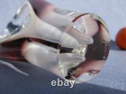 Flygsfors Vintage Art Glass Aubergine Pink Vase by Paul Kedelv Pink Signed 1961