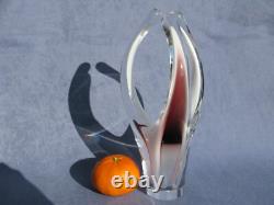 Flygsfors Vintage Art Glass Aubergine Pink Vase by Paul Kedelv Pink Signed 1961