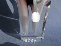 Flygsfors Vintage Art Glass Aubergine Pink Vase by Paul Kedelv Pink Signed 1961