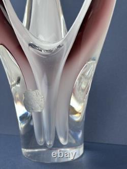 Flygsfors Vintage Art Glass Aubergine Pink Vase by Paul Kedelv Pink Signed 1961