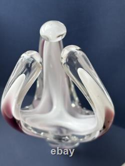 Flygsfors Vintage Art Glass Aubergine Pink Vase by Paul Kedelv Pink Signed 1961