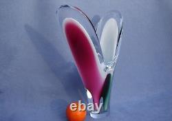 Flygsfors Vintage Art Glass Designed by Paul Kedelv Pink Signed