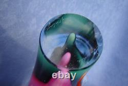 Flygsfors Vintage Art Glass Designed by Paul Kedelv Pink Signed