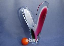 Flygsfors Vintage Art Glass Designed by Paul Kedelv Pink Signed