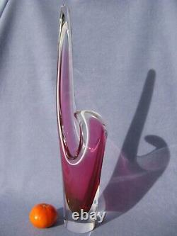Flygsfors Vintage Art Glass Pink Vase Designed by Paul Kedelv Pink Signed 1960