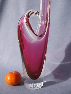 Flygsfors Vintage Art Glass Pink Vase Designed by Paul Kedelv Pink Signed 1960