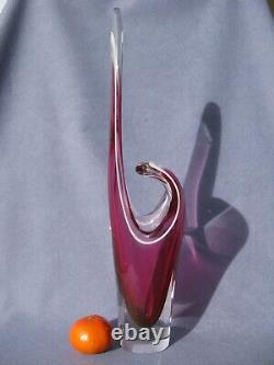 Flygsfors Vintage Art Glass Pink Vase Designed by Paul Kedelv Pink Signed 1960