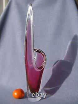 Flygsfors Vintage Art Glass Pink Vase Designed by Paul Kedelv Pink Signed 1960