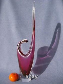 Flygsfors Vintage Art Glass Pink Vase Designed by Paul Kedelv Pink Signed 1960