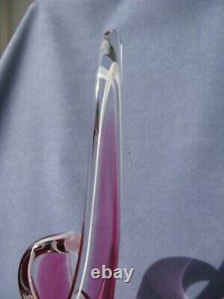Flygsfors Vintage Art Glass Pink Vase Designed by Paul Kedelv Pink Signed 1960