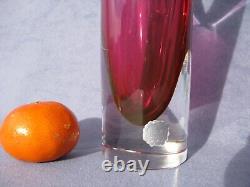 Flygsfors Vintage Art Glass Pink Vase Designed by Paul Kedelv Pink Signed 1960