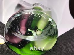 Flygsfors Vintage Art Glass Red and Green Vase by Paul Kedelv Signed 1963