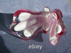 Flygsfors Vintage Art Glass Vase Designed by Paul Kedelv Pink Signed 1956
