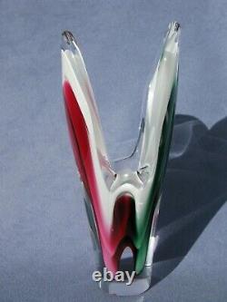 Flygsfors Vintage Art Glass by Paul Kedelv Pink Green White Clear Signed 1963