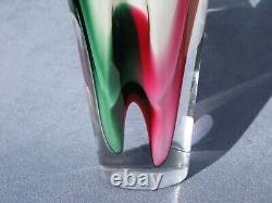 Flygsfors Vintage Art Glass by Paul Kedelv Pink Green White Clear Signed 1963