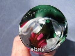 Flygsfors Vintage Art Glass by Paul Kedelv Pink Green White Clear Signed 1963