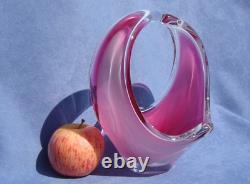 Flygsfors Vintage Crystal Pink Art Glass Designed by Paul Kedelv Signed 1959