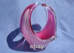 Flygsfors Vintage Crystal Pink Art Glass Designed by Paul Kedelv Signed 1959