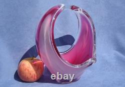 Flygsfors Vintage Crystal Pink Art Glass Designed by Paul Kedelv Signed 1959