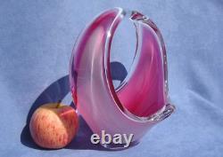 Flygsfors Vintage Crystal Pink Art Glass Designed by Paul Kedelv Signed 1959