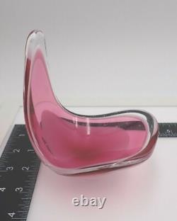 Flygsfurs Coquille Sommerso by Paula Keldev Pink Art Glass Bowl Signed