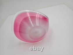 Flygsfurs Coquille Sommerso by Paula Keldev Pink Art Glass Bowl Signed