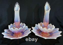 Fostoria Heirloom Pink Opalescent Epergne Vase Glass Bowl Jack In Pulpit Bowl