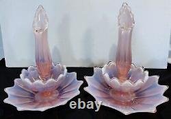 Fostoria Heirloom Pink Opalescent Epergne Vase Glass Bowl Jack In Pulpit Bowl