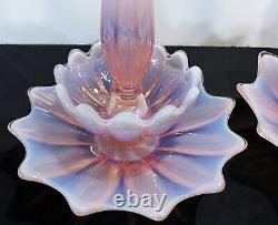 Fostoria Heirloom Pink Opalescent Epergne Vase Glass Bowl Jack In Pulpit Bowl
