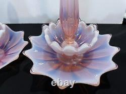 Fostoria Heirloom Pink Opalescent Epergne Vase Glass Bowl Jack In Pulpit Bowl