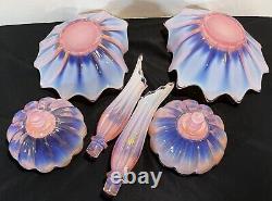 Fostoria Heirloom Pink Opalescent Epergne Vase Glass Bowl Jack In Pulpit Bowl