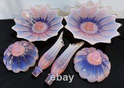 Fostoria Heirloom Pink Opalescent Epergne Vase Glass Bowl Jack In Pulpit Bowl