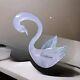 Franco Moretti Murano Art Glass Swan Pink Filigrana Signed Venice Vintage 9