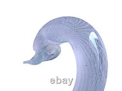 Franco Moretti Murano Art Glass Swan Pink Filigrana Signed Venice Vintage 9