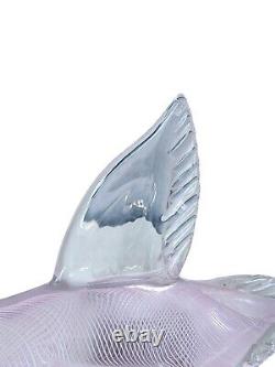 Franco Moretti Murano Art Glass Swan Pink Filigrana Signed Venice Vintage 9