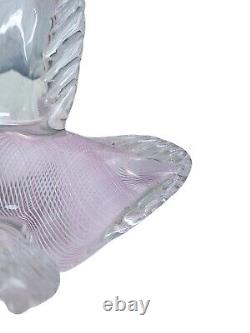 Franco Moretti Murano Art Glass Swan Pink Filigrana Signed Venice Vintage 9