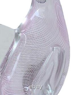 Franco Moretti Murano Art Glass Swan Pink Filigrana Signed Venice Vintage 9