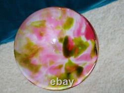 Franz Welz Pink Green Bohemian Art Glass Vase Hand Blown Spatter Aventurine
