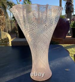 Fratelli Toso A Canne Murano Art Glass Pink Blush Vintage Vase 11.5T Top131