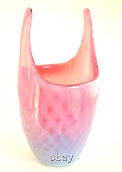 Fratelli Toso Murano Italian Art Glass Opal Pink Controlled Bubbles Flower Vase
