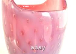Fratelli Toso Murano Italian Art Glass Opal Pink Controlled Bubbles Flower Vase