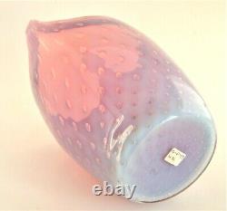 Fratelli Toso Murano Italian Art Glass Opal Pink Controlled Bubbles Flower Vase
