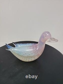 Fratelli Toso Murano Italian Glass Bird Pink And White