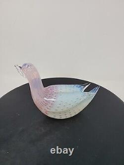 Fratelli Toso Murano Italian Glass Bird Pink And White