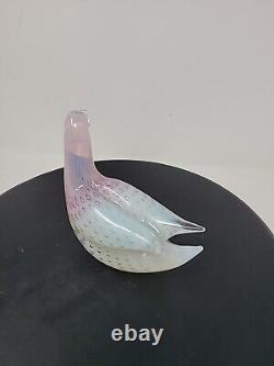 Fratelli Toso Murano Italian Glass Bird Pink And White