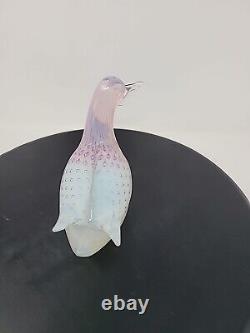 Fratelli Toso Murano Italian Glass Bird Pink And White