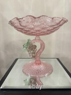 Fratelli Toso Murano Model 1154 Pink Compote with Grapes