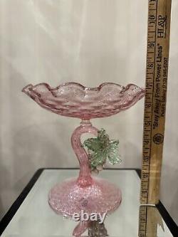 Fratelli Toso Murano Model 1154 Pink Compote with Grapes