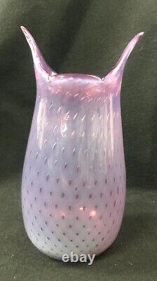 Fratelli Toso Vase Pink Opiline Bullicante Mid Century Modern